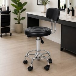 Heavy-Duty Salon Stool with Height Adjustment and Casters