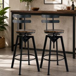 Adjustable Industrial Bar Stool with 360° Swivel