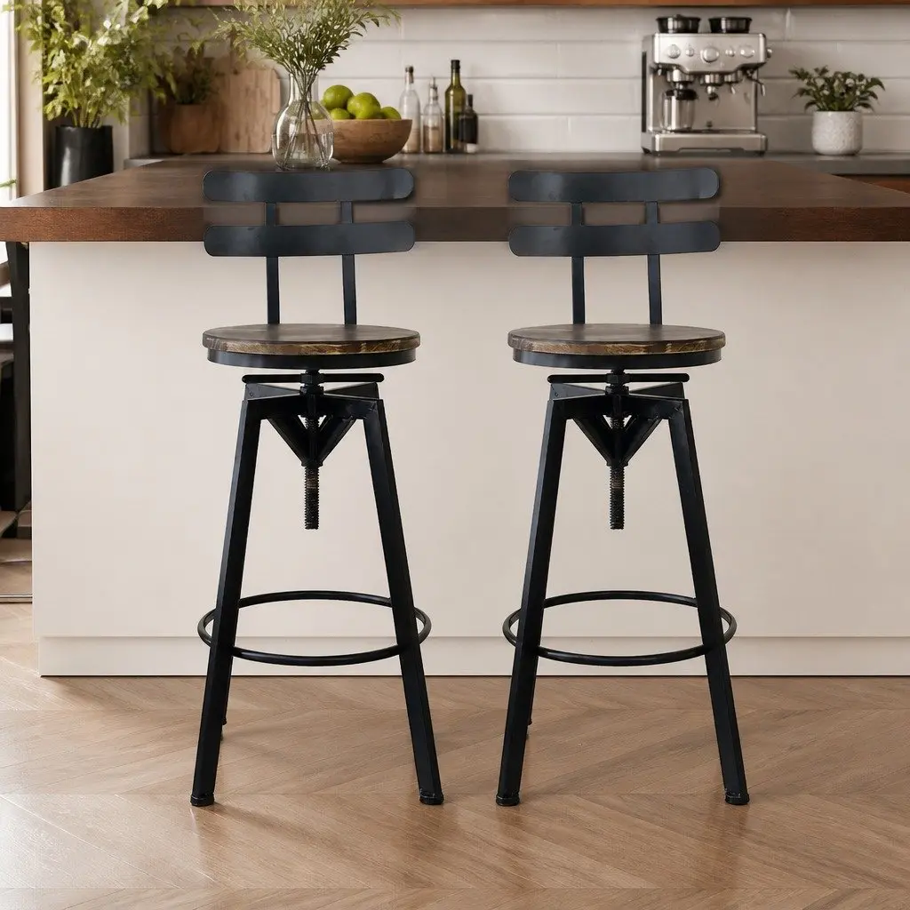 Adjustable Industrial Bar Stool with 360° Swivel