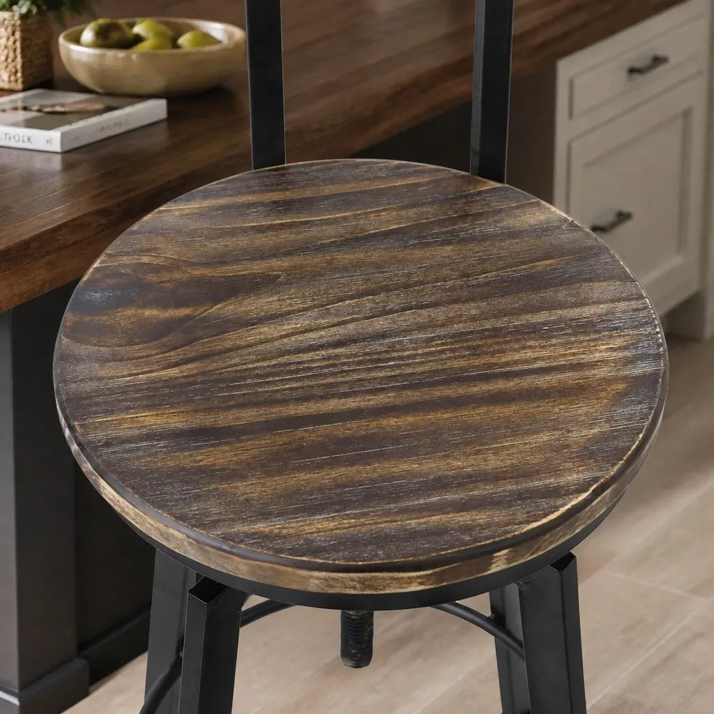 Adjustable Industrial Bar Stool with 360° Swivel