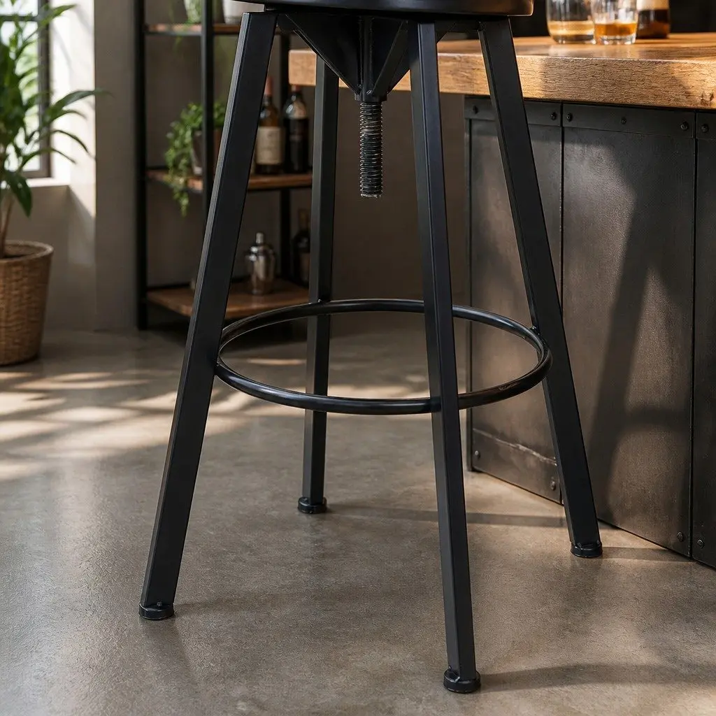 Adjustable Industrial Bar Stool with 360° Swivel