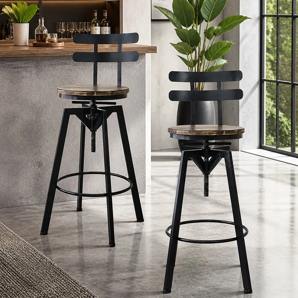 Adjustable Industrial Bar Stool with 360° Swivel