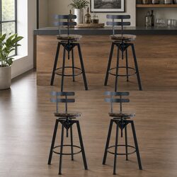 Adjustable Height Industrial Bar Stool Set of 4
