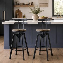 Warm Industrial Adjustable Height Bar Stool with Swivel