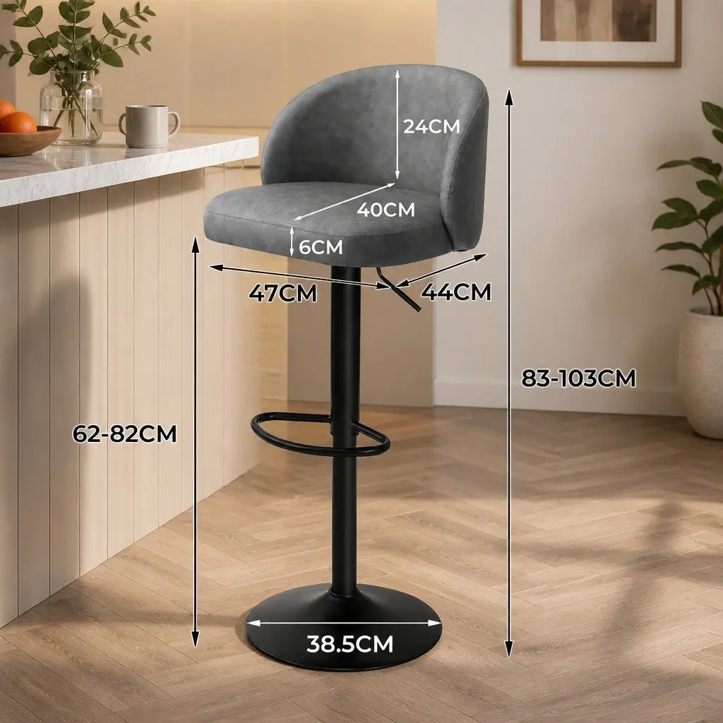 Bar Stools x4 Swivel Gas Lift PU Leather Seat Kitchen Counter Height Adjustable