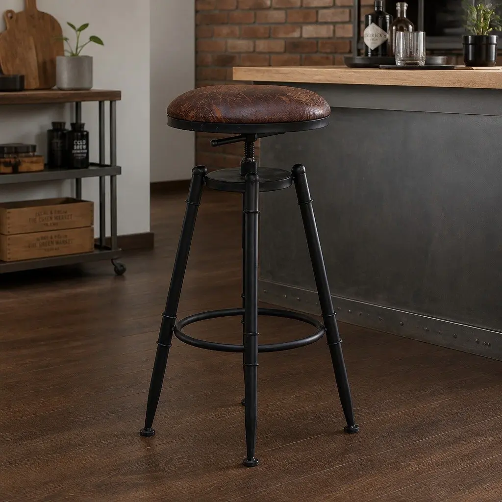 Adjustable Industrial Bar Stools Set of 2 for Kitchen