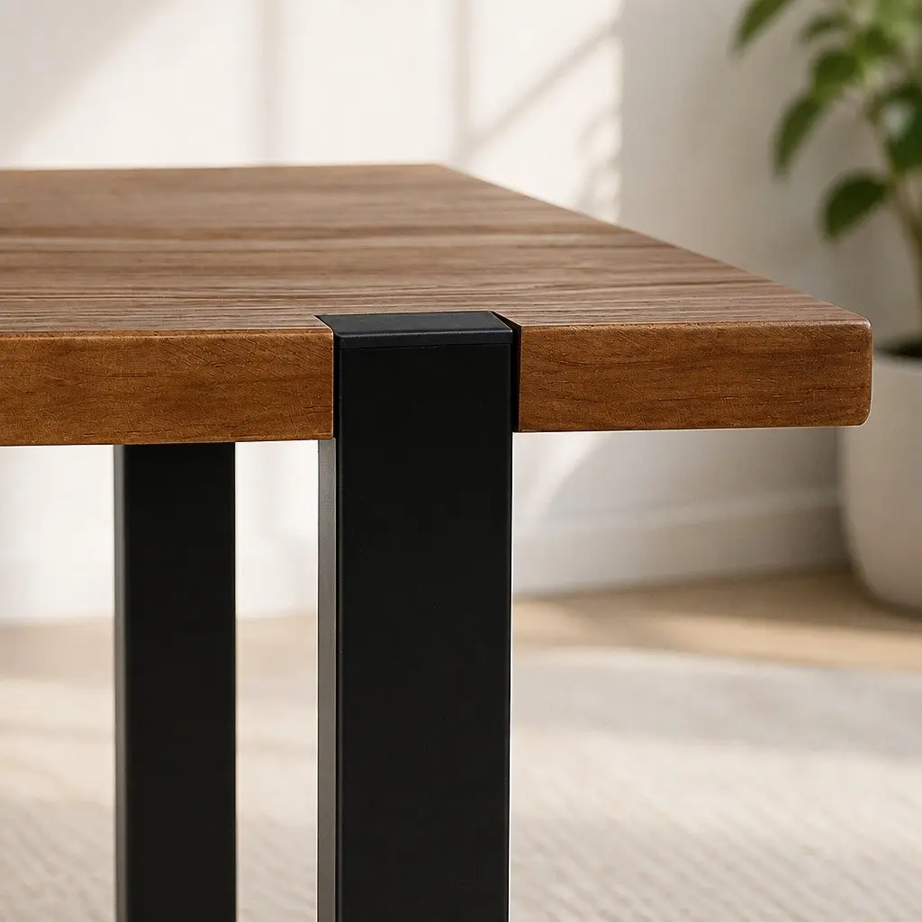 Solid Pine Wood High Bar Table with Steel Frame