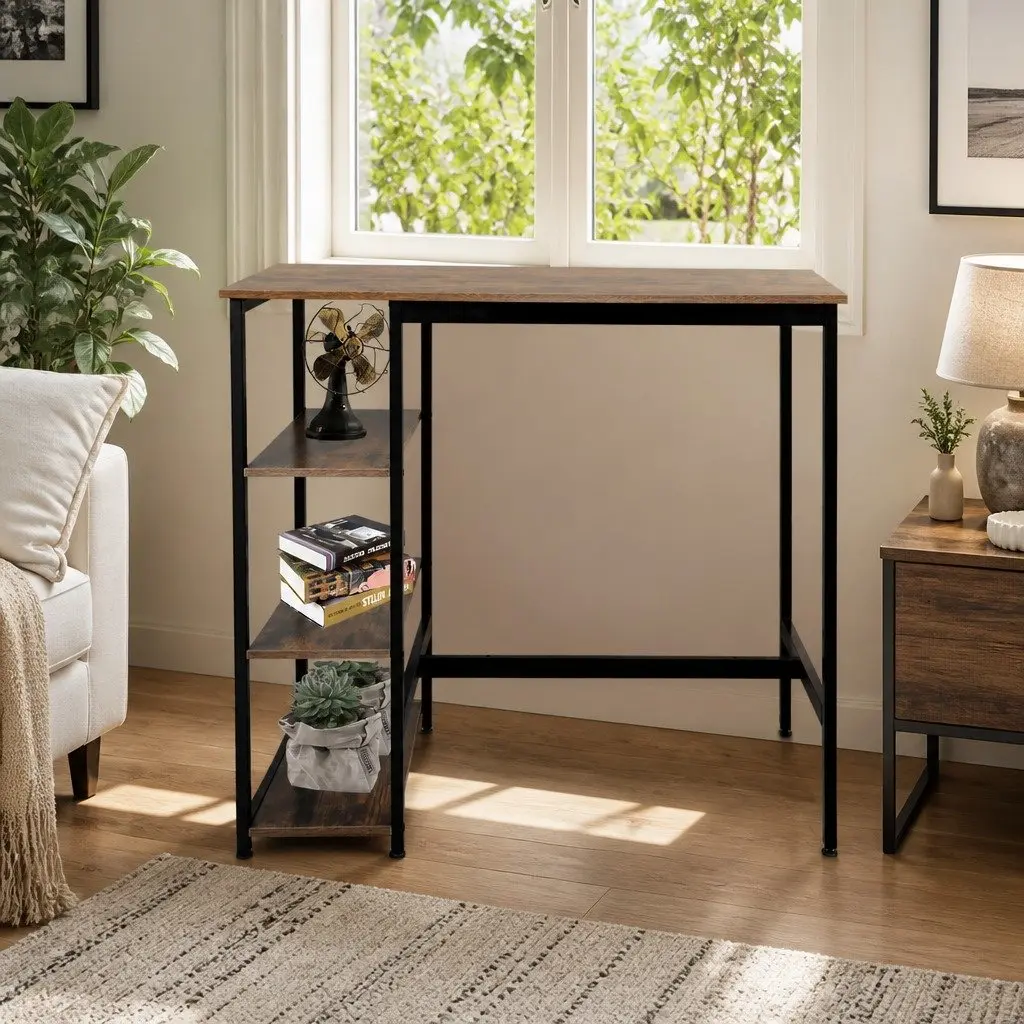 High Bar Table Industrial Pub Style Dining Standing Desk Storage Shelves