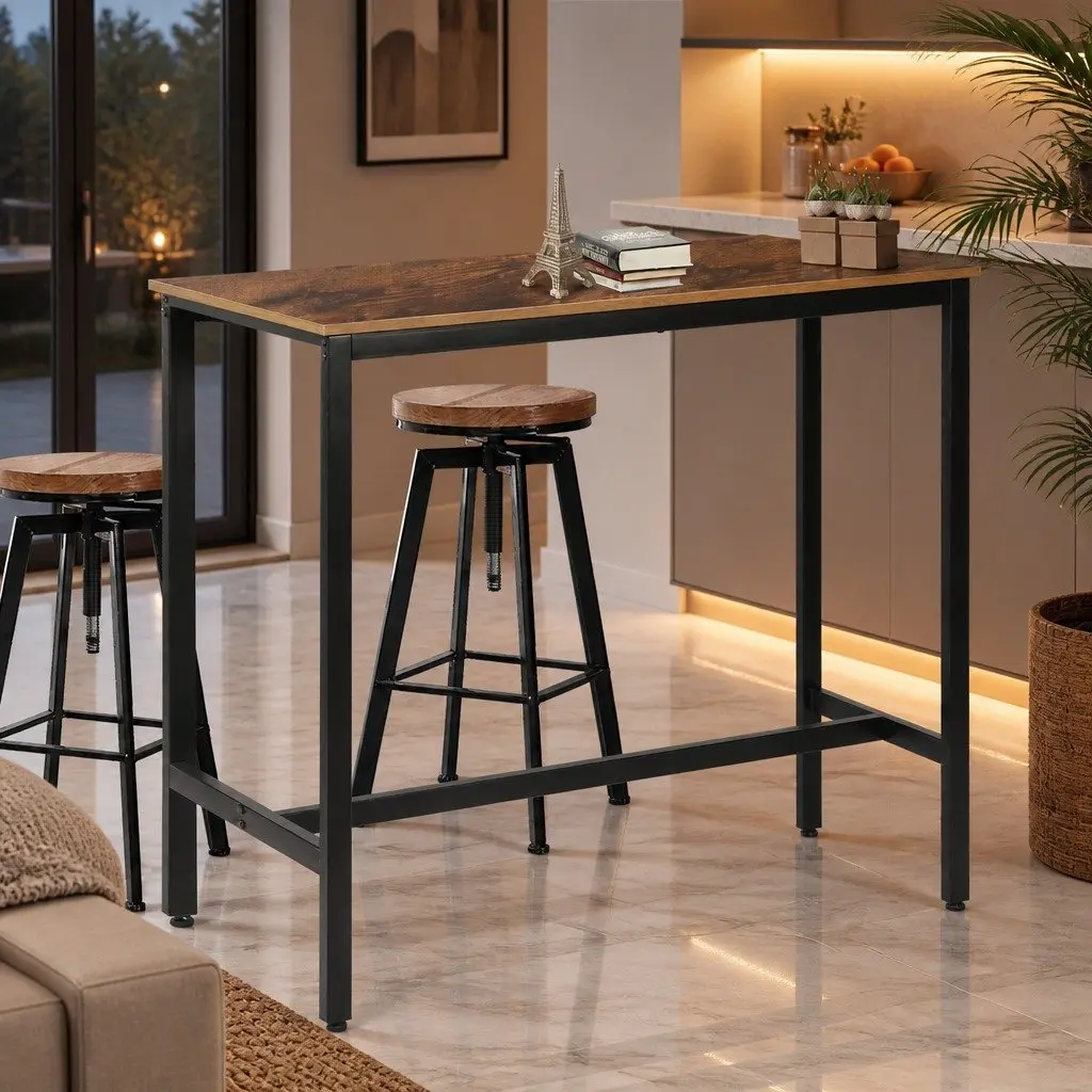 High Bar Table Industrial Design Retro Style Standing Desk Kitchen Dining