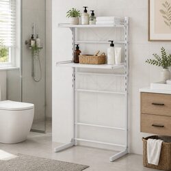 White 2-Tier Over Toilet Storage Shelf for Bathrooms