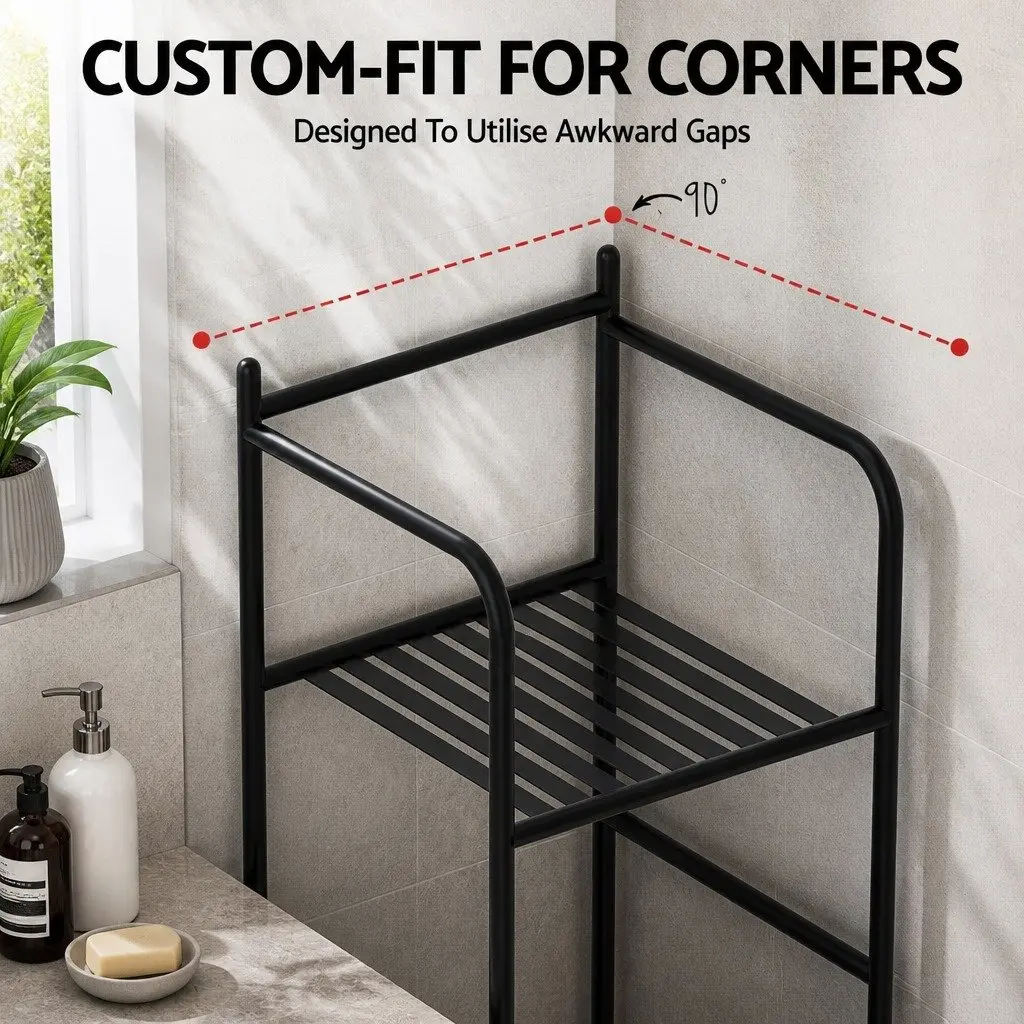 5 Tier Corner Shower Caddy Floor Standing Bathroom Storage Organizer Black