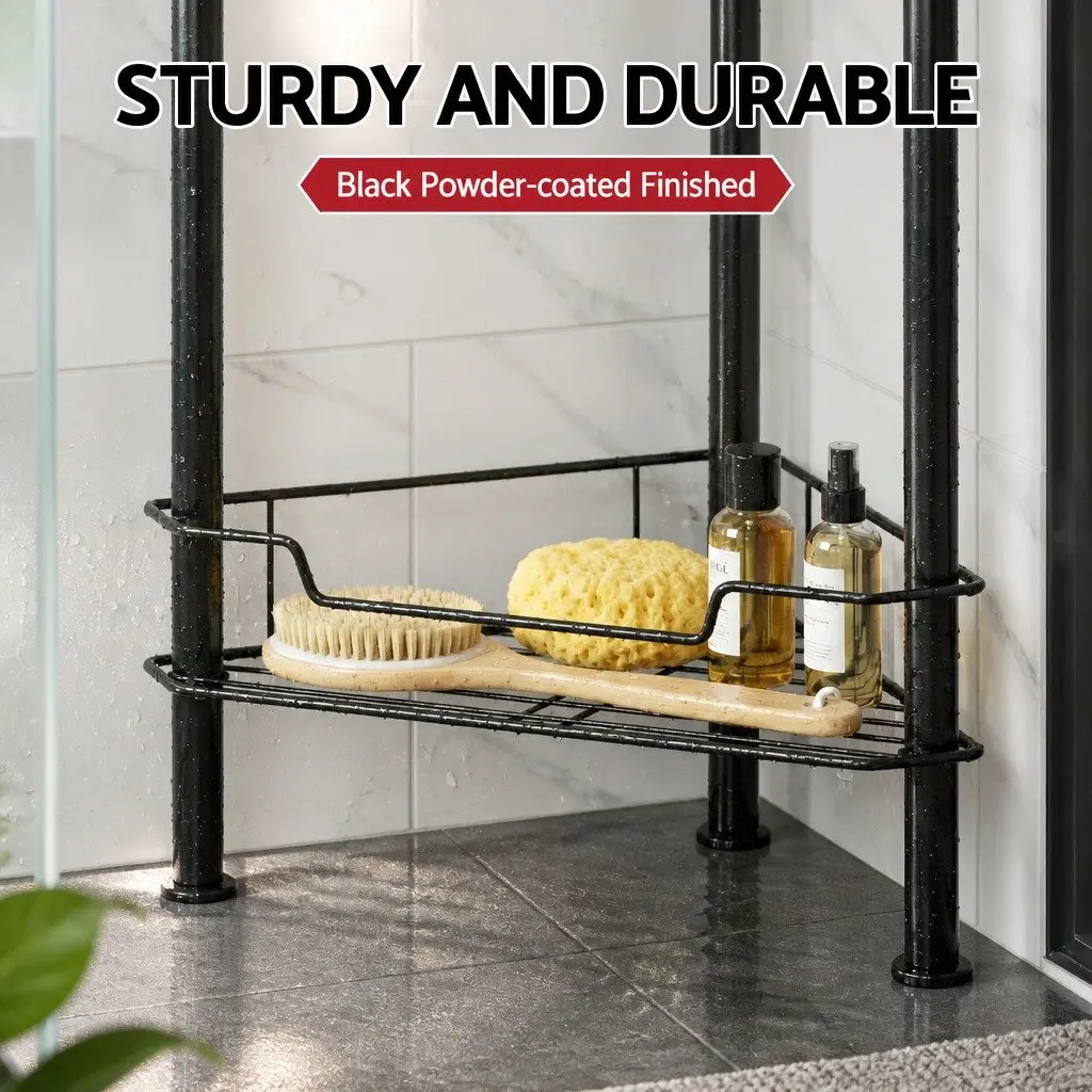 Floor Standing Shower Caddy Black 4 Tier Metal Storage Organiser