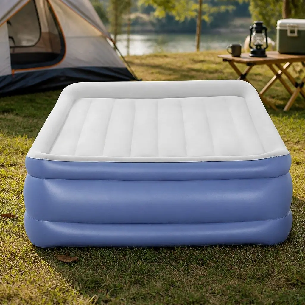 Queen Size Air Bed Inflatable Mattress Coil Beam Electric Pump Indoor Outdoor
