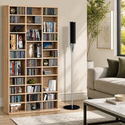 Oak Bookshelf Storage Rack with Adjustable Shelves