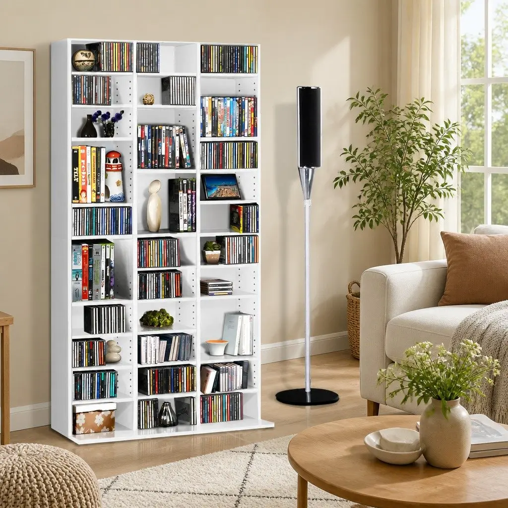 White Particle Board Adjustable Bookshelf for Storage
