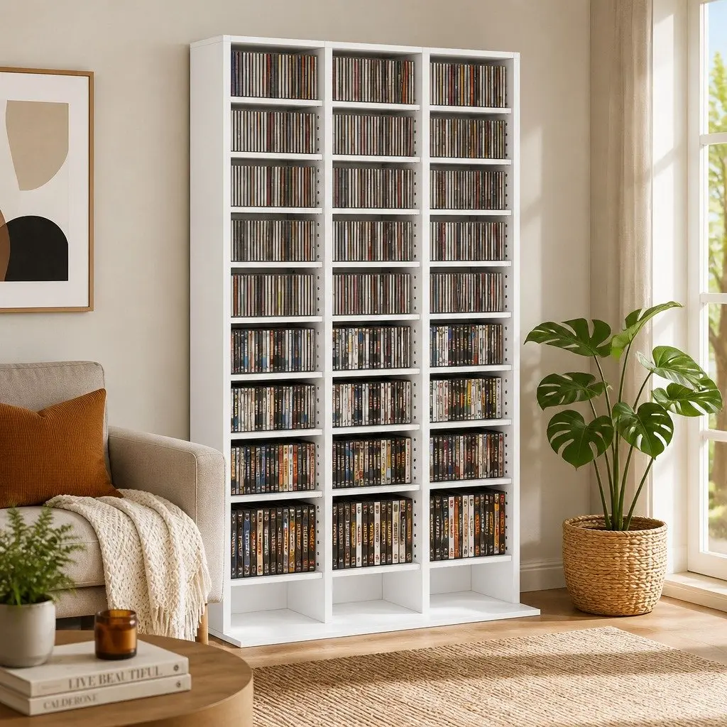 White Particle Board Adjustable Bookshelf for Storage