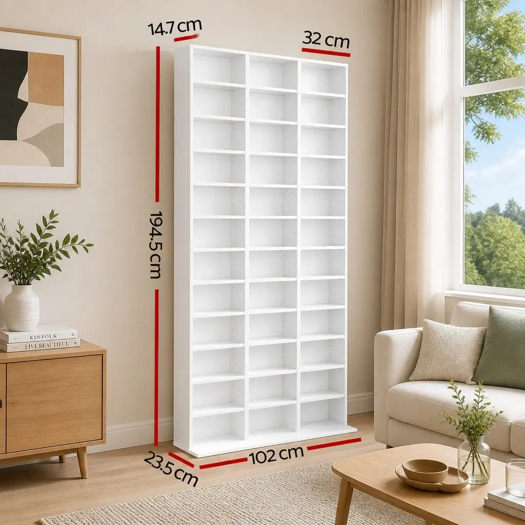 White Particle Board Adjustable Bookshelf for Storage