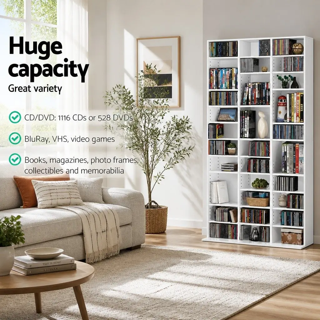 White Particle Board Adjustable Bookshelf for Storage
