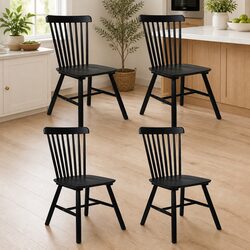 Set of 4 Windsor Black Dining Chairs for Comfortable Seating