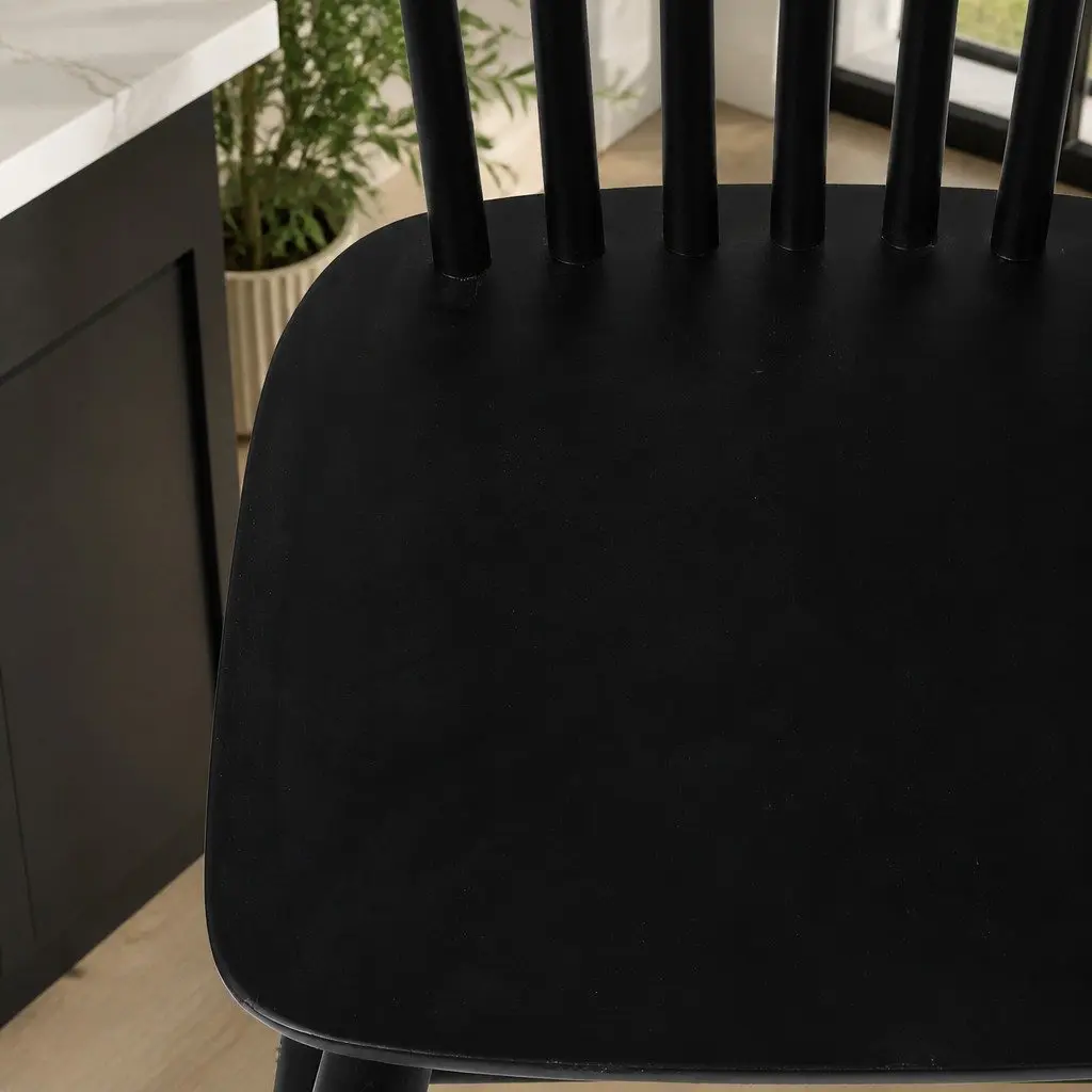 Dining Chairs Set of 4 Windsor Black Kitchen Seating Solid Wood Frame