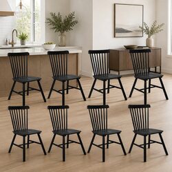 Windsor Dining Chairs 8x Solid Wood Kitchen Seating
