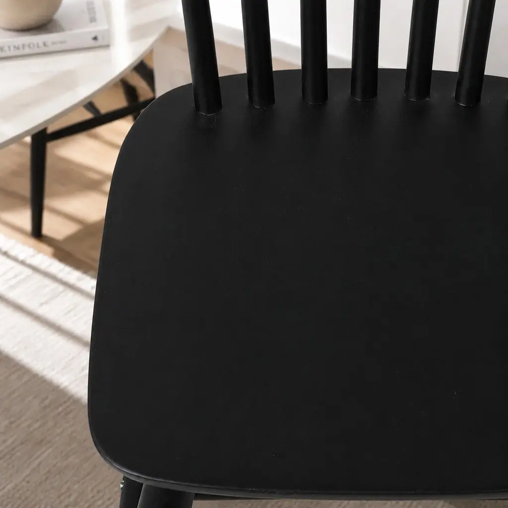 Dining Chairs Windsor Style Black Frame Solid Wood 42cm Seat Height