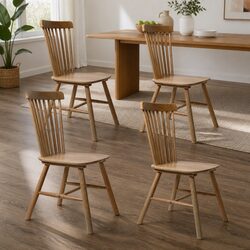 Dining Chairs Set of 4 Windsor Kitchen Seating Oak Wood Frame 150kg Capacity