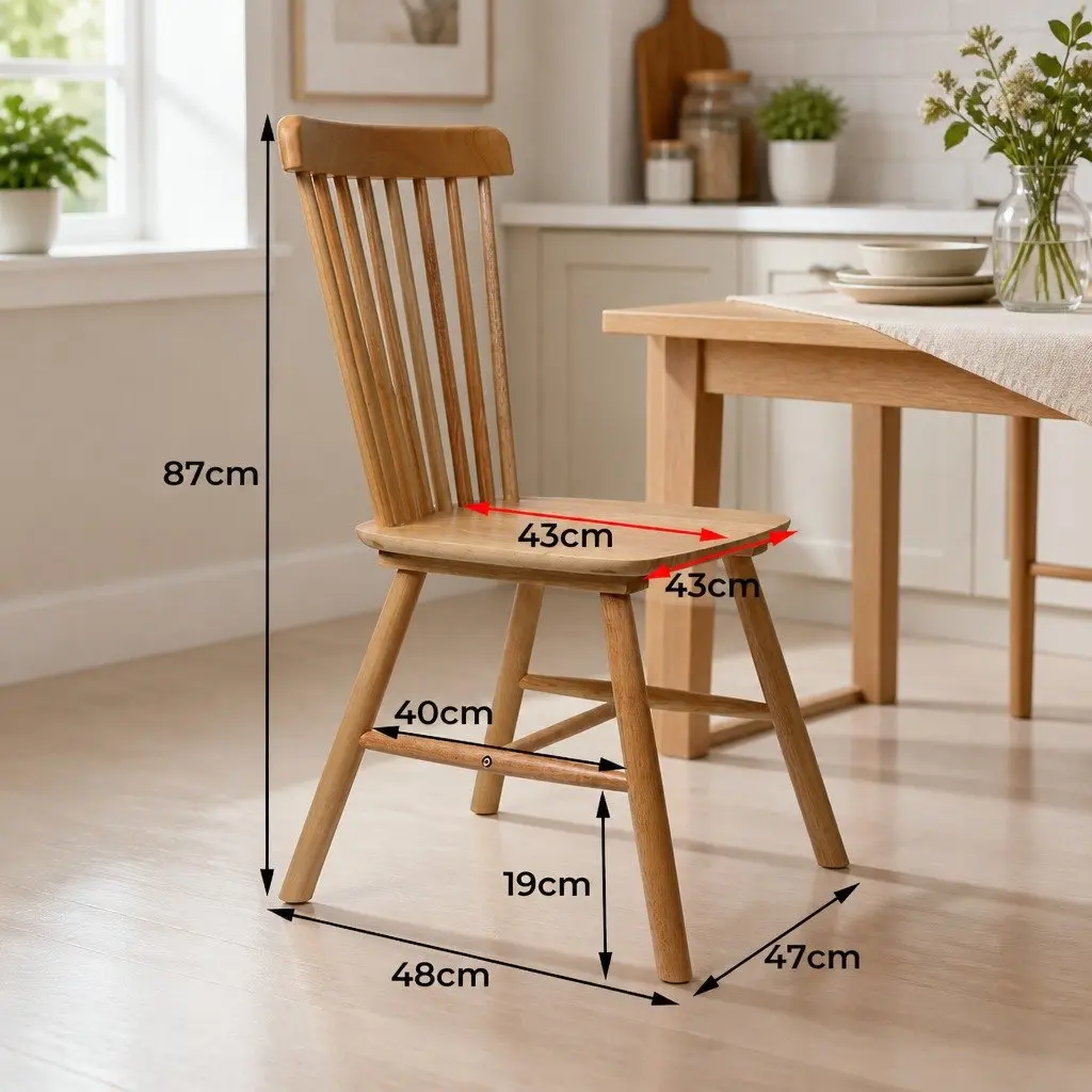 Dining Chairs Windsor Style Oak Wood Set of 4
