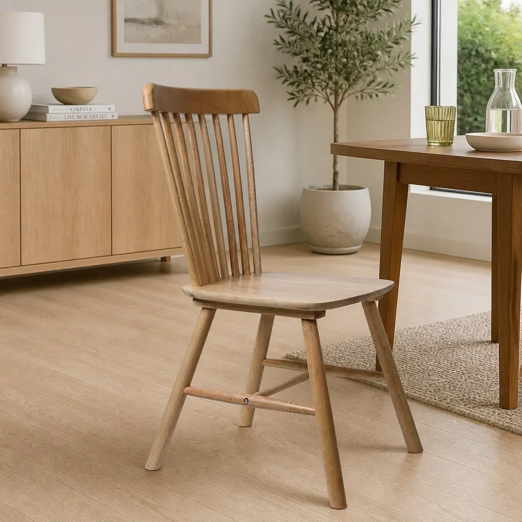 Dining Chairs Windsor Style Oak Wood Set of 4