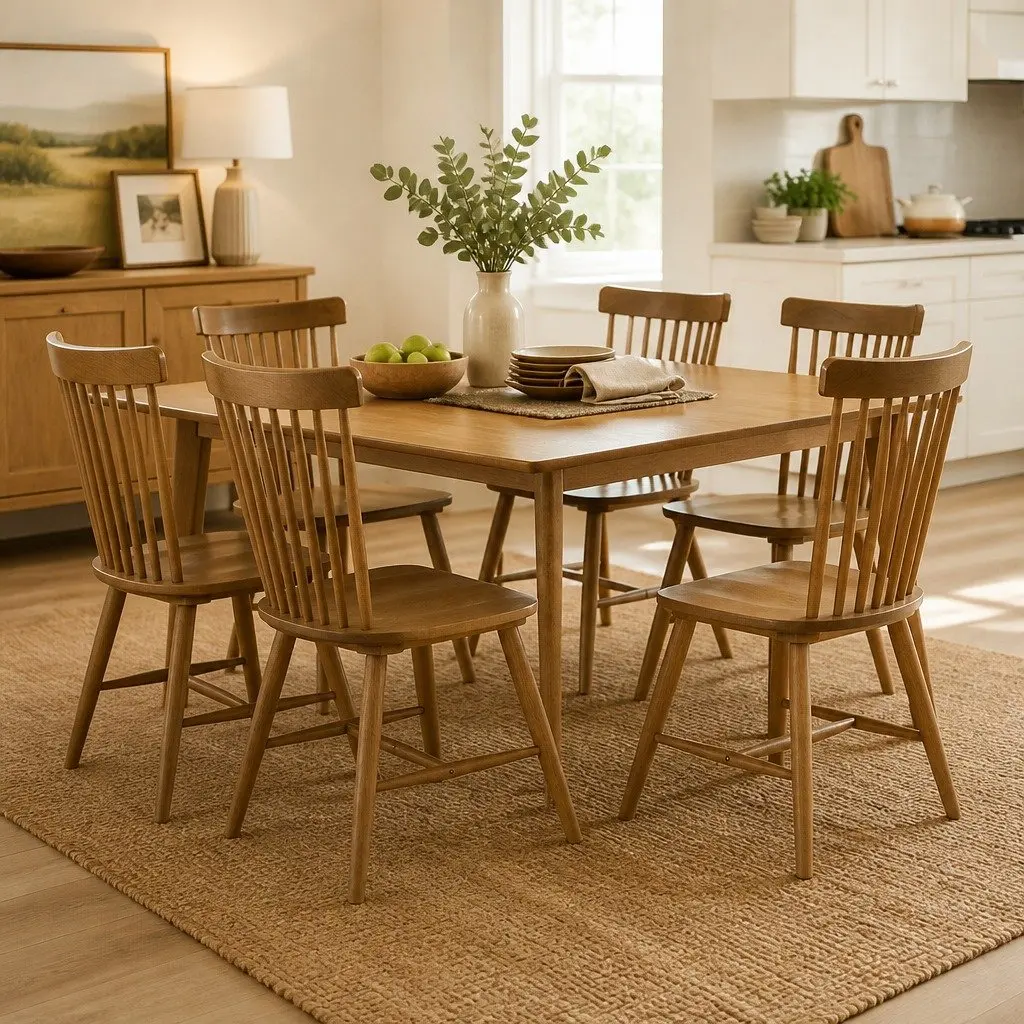 Dining Chairs Windsor Style Solid Wood Kitchen Lounge Seating Set of 6
