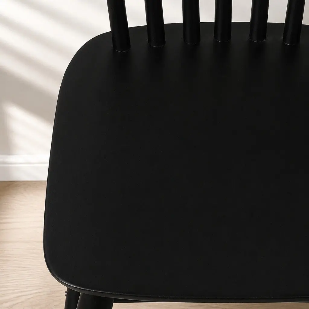 Set of 2 Black Wooden Dining Chairs for Kitchen