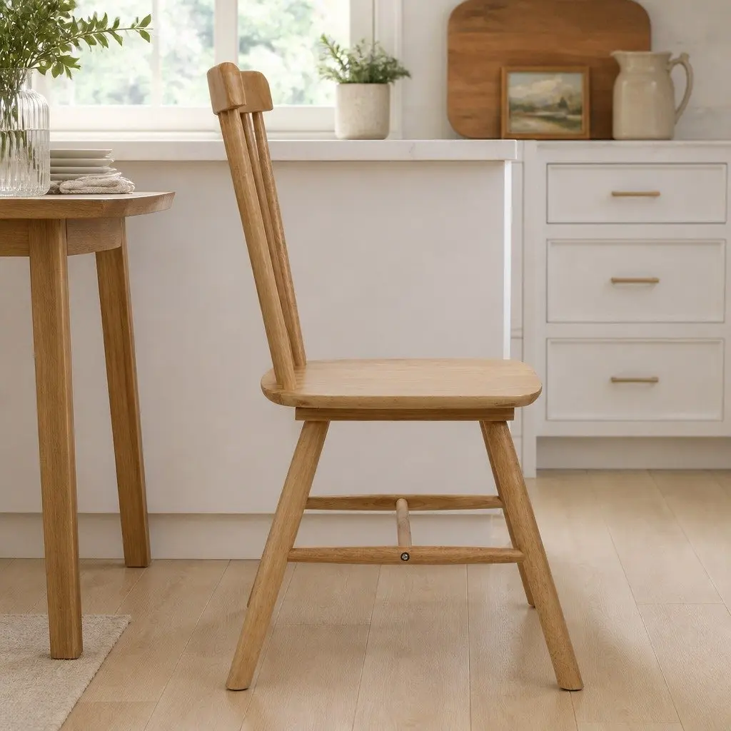 Dining Chairs Oak Wood Modern 2 Piece Kitchen Seating