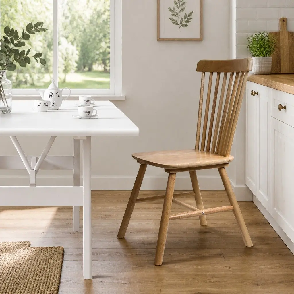 Dining Chairs Oak Wood Modern 2 Piece Kitchen Seating