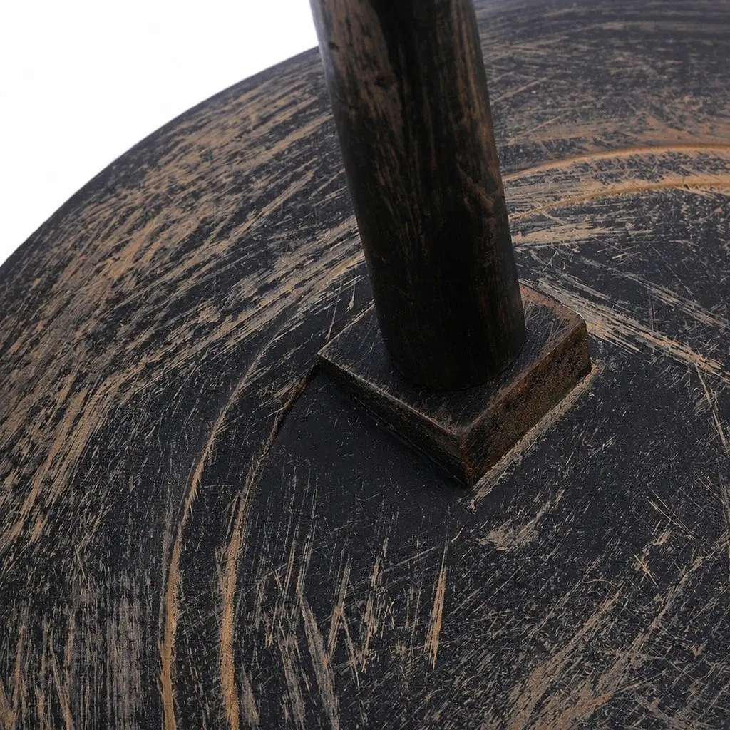Side Table Black Composite Wood Top Solid Wood Legs 49cm x 48cm