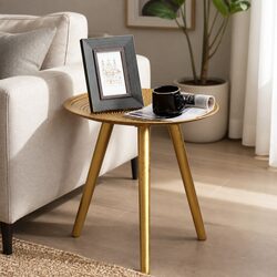 Golden Composite Wood Side Table with Removable Legs