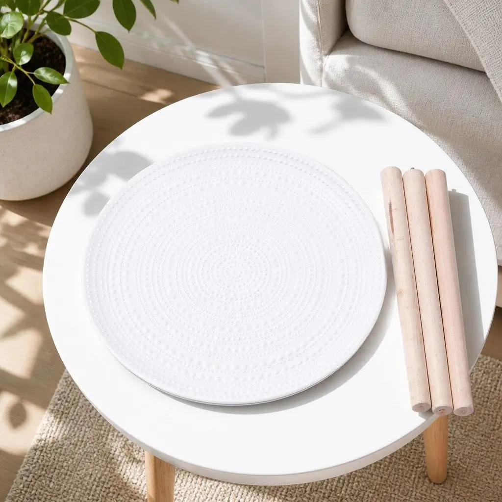 Side Table White Composite Wood Removable Legs Solid Wood 49cm x 48cm