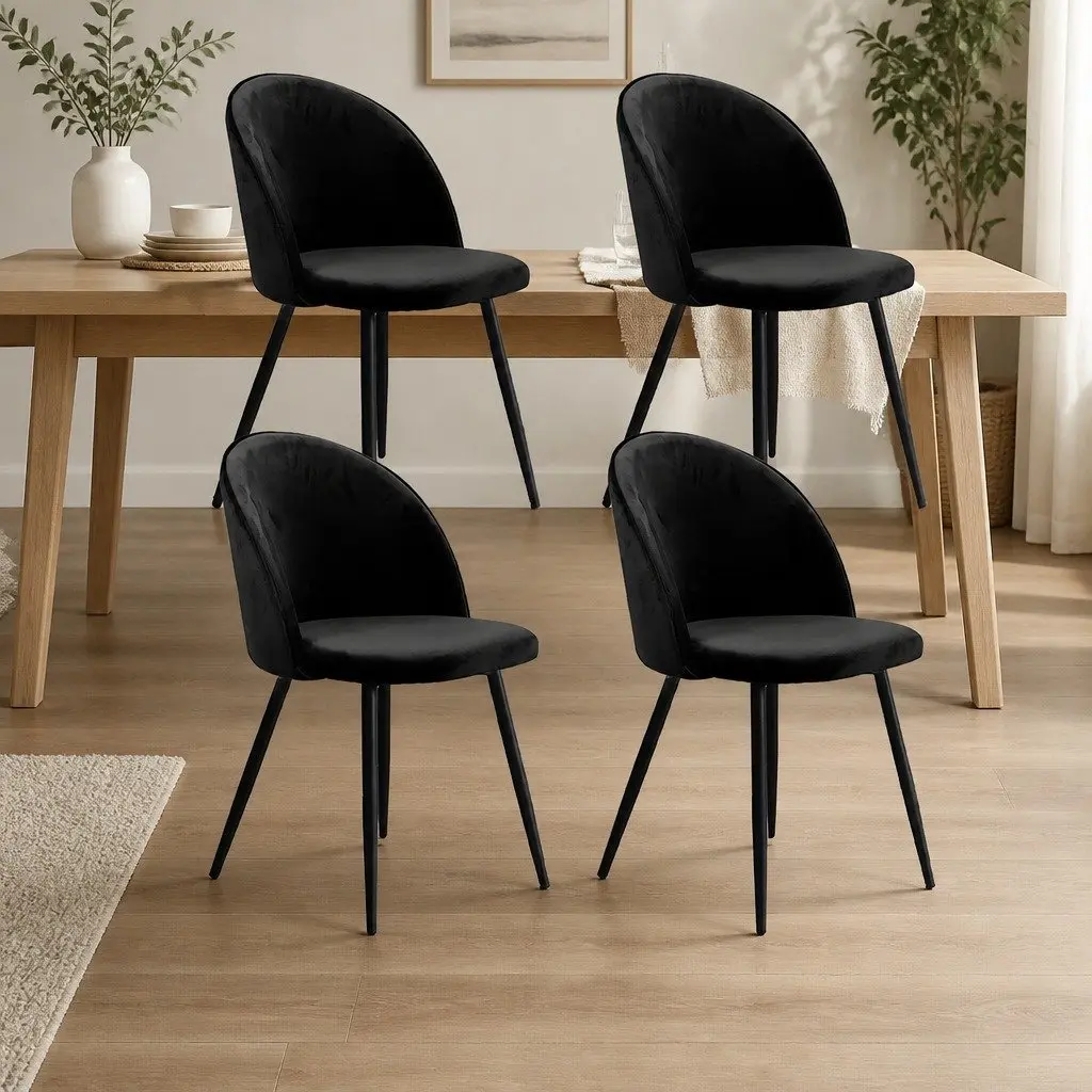 Set of 4 Upholstered Dining Chairs for Kitchen & Cafe