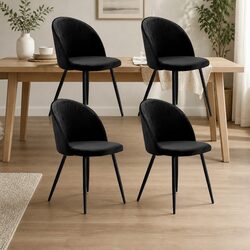 Set of 4 Upholstered Dining Chairs for Kitchen & Cafe