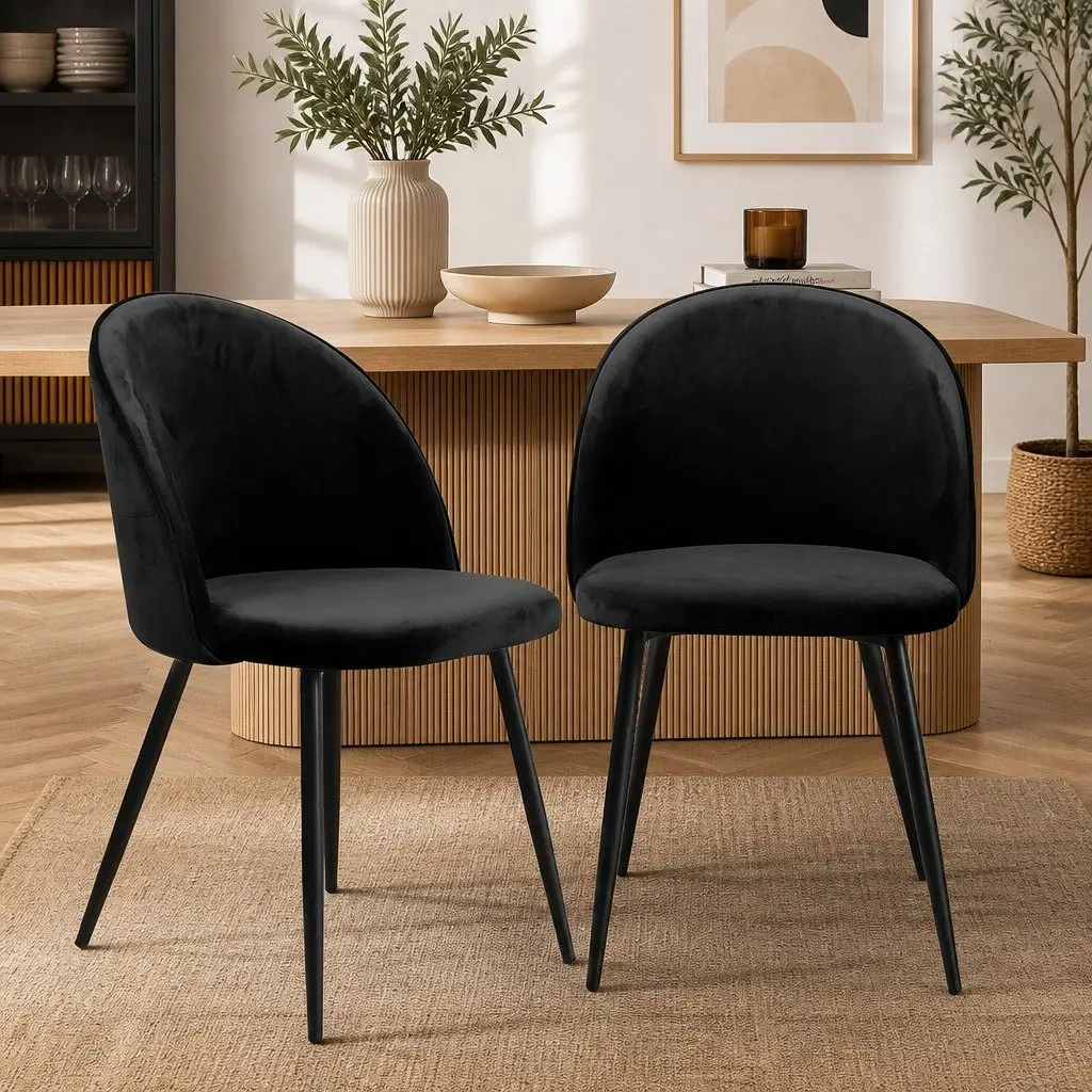 Set of 4 Upholstered Dining Chairs for Kitchen & Cafe