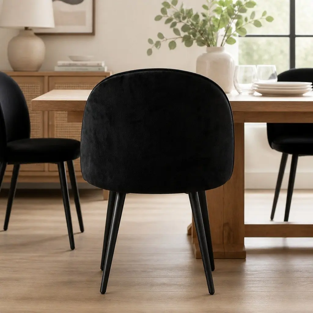 Set of 4 Upholstered Dining Chairs for Kitchen & Cafe