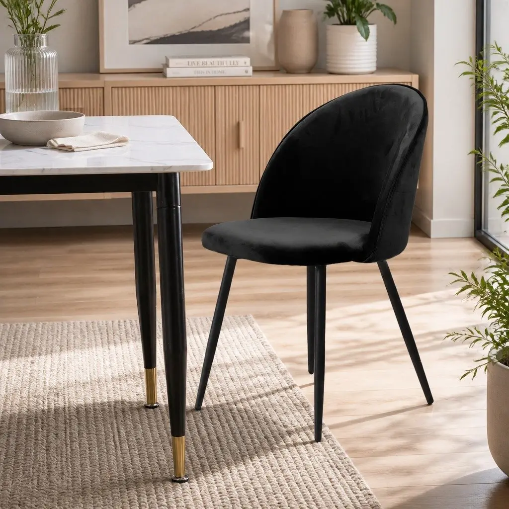 Set of 4 Upholstered Dining Chairs for Kitchen & Cafe
