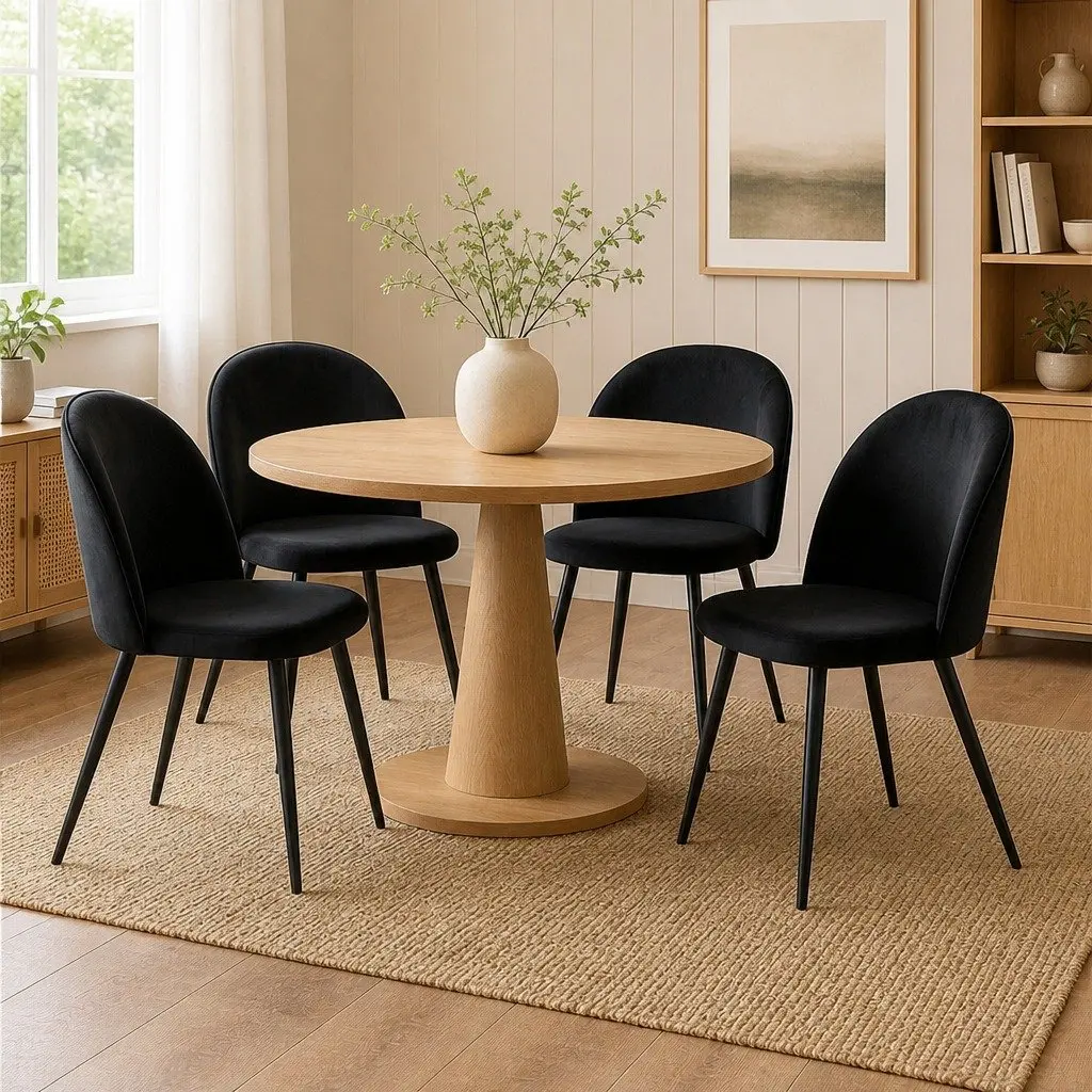 Set of 4 Upholstered Dining Chairs for Kitchen & Cafe