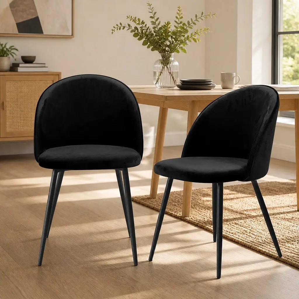 Set of 4 Upholstered Dining Chairs for Kitchen & Cafe