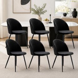 Set of 6 Black Upholstered Dining Chairs for Cozy Spaces
