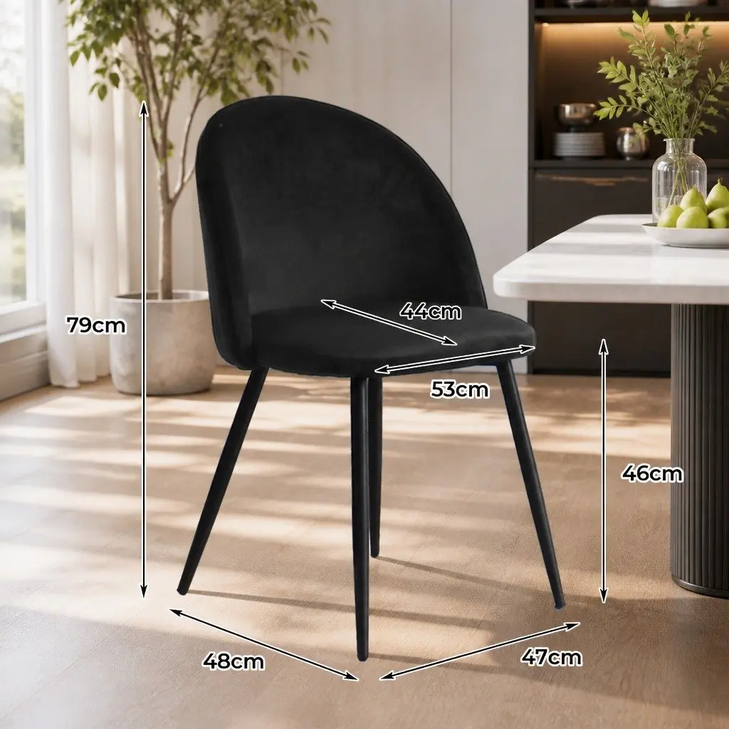 Dining Chairs Set of 8 Kitchen Cafe Black Upholstered Velvet Seats