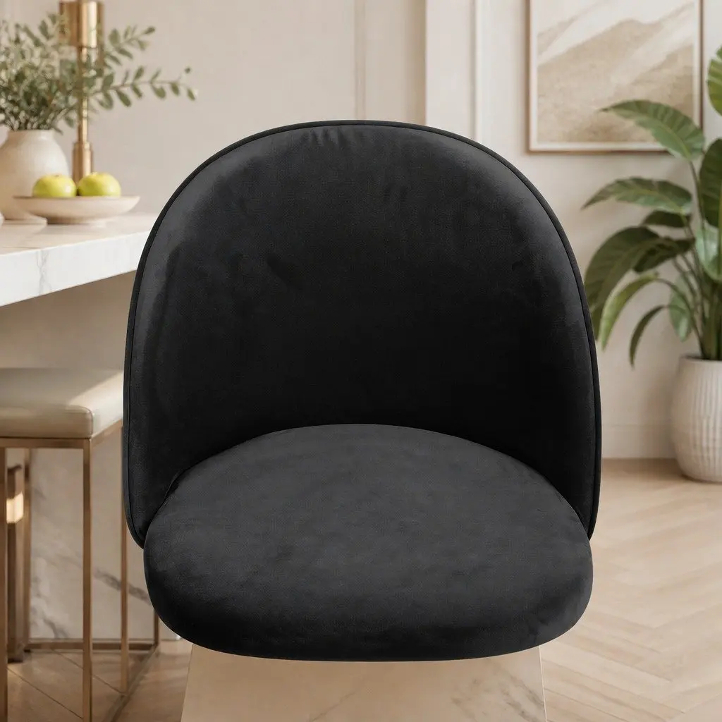 Dining Chairs Set of 8 Kitchen Cafe Black Upholstered Velvet Seats