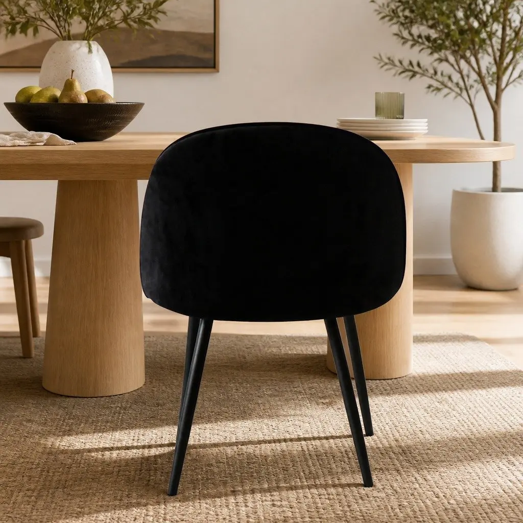 Dining Chairs Set of 8 Kitchen Cafe Black Upholstered Velvet Seats