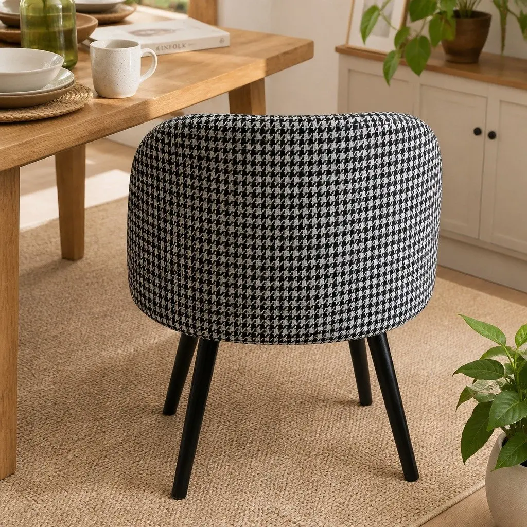 Dining Chairs Set of 4 Kitchen Café Houndstooth Pattern High-Density Foam