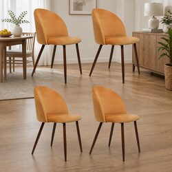 Durable Dining Chairs Set of 4 with Mustard Velvet and Steel
