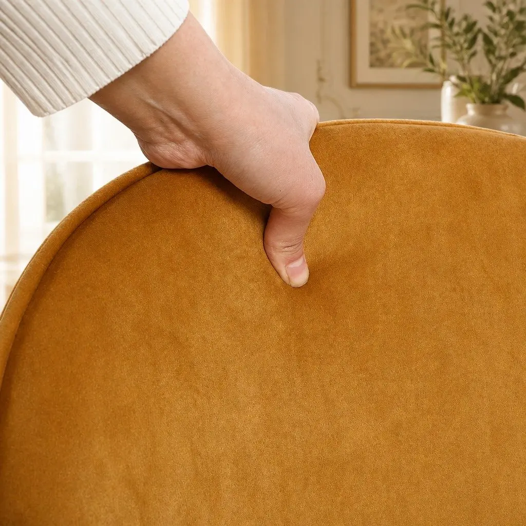 Dining Chairs French Provincial Style Mustard Velvet Seat Set of 4